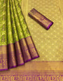 Keniya Green Kanjivaram Silk Gold Zari Weaving Saree