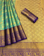 Keniya Skyblue Kanjivaram Silk Gold Zari Weaving Saree