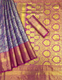 Stella Purple Kanjiviram Silk Silver Zari Weaving Saree