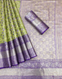 Alexander Green Kanjiviram Pattu Silk Silver Zari Weaving Saree