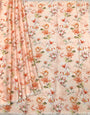 Baily Peach Floral Printed Siroski Work Saree