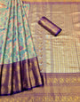 Clara Seagreen Kanjivaram Pattu Silk Zari Weaving Saree