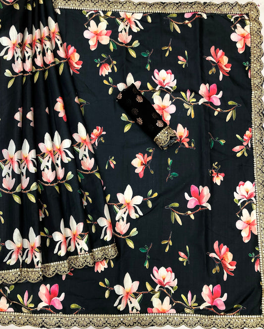 Georgian Gajri Tussar Silk Floral Digital Printed Saree (Copy)