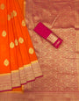 Allen Orange Khadi Georgette Weaving Saree