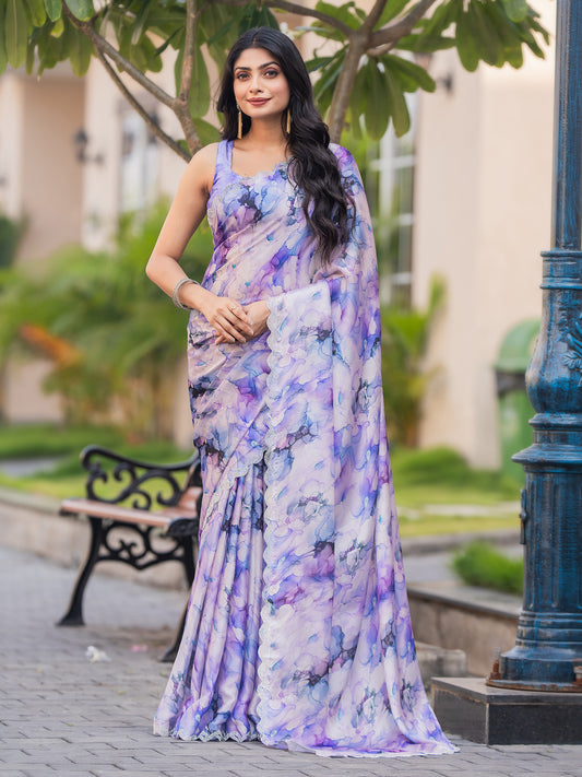 Sandra Purple Sibori Printed Siroski Work Saree