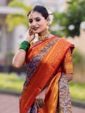 Nebula Grey Kanjivaram Silk Weaving Saree