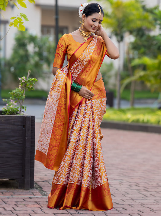 Phyllis Red Kanjivaram Silk Sparrow Design Weaving Saree