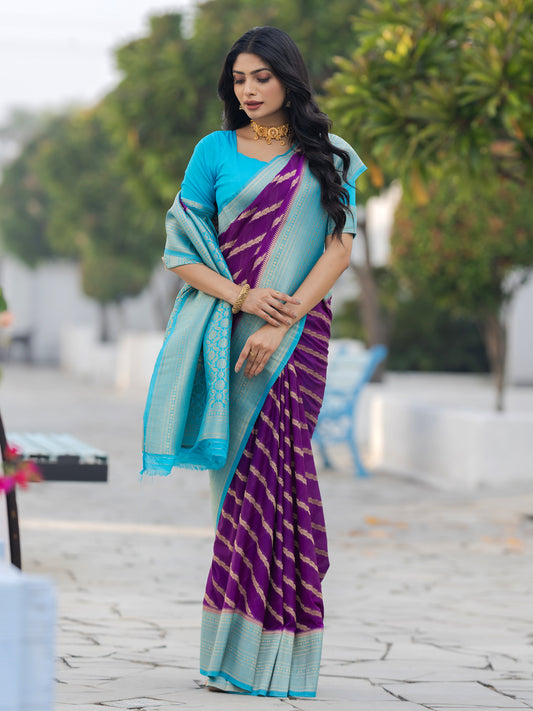 Khamer Purple Georgette Weaving Saree