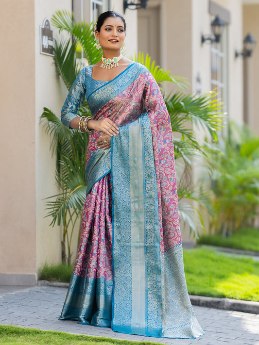 Vastra Gajri Kanjivaram Semi Pattu Silk Weaving Saree