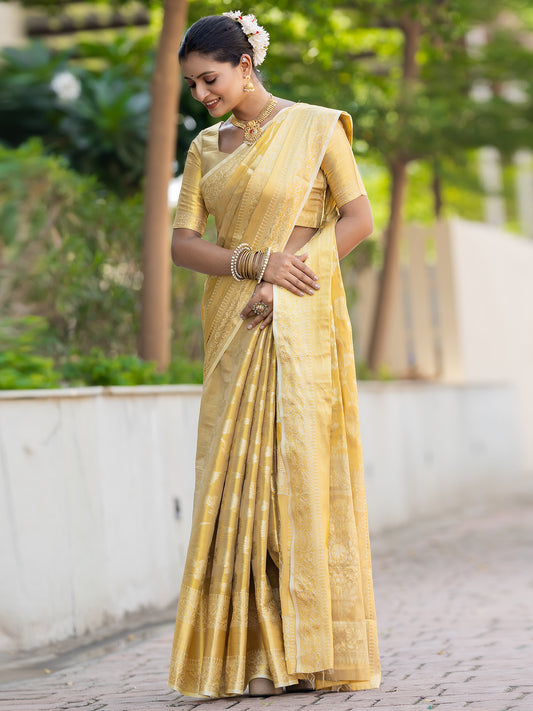 Mehnaaz Gold Kanjivaram Silk Weaving Saree