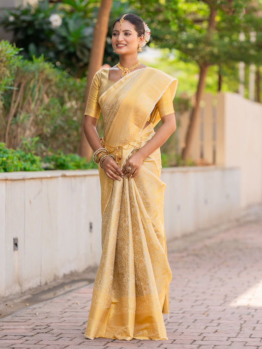 Dexter Gold Kanjivaram Silk Weaving Saree