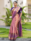 Floral Pink Kanjivaram Semi Pattu Silk Weaving Saree