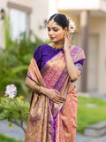 Floral Pink Kanjivaram Semi Pattu Silk Weaving Saree