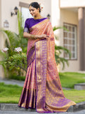 Floral Pink Kanjivaram Semi Pattu Silk Weaving Saree